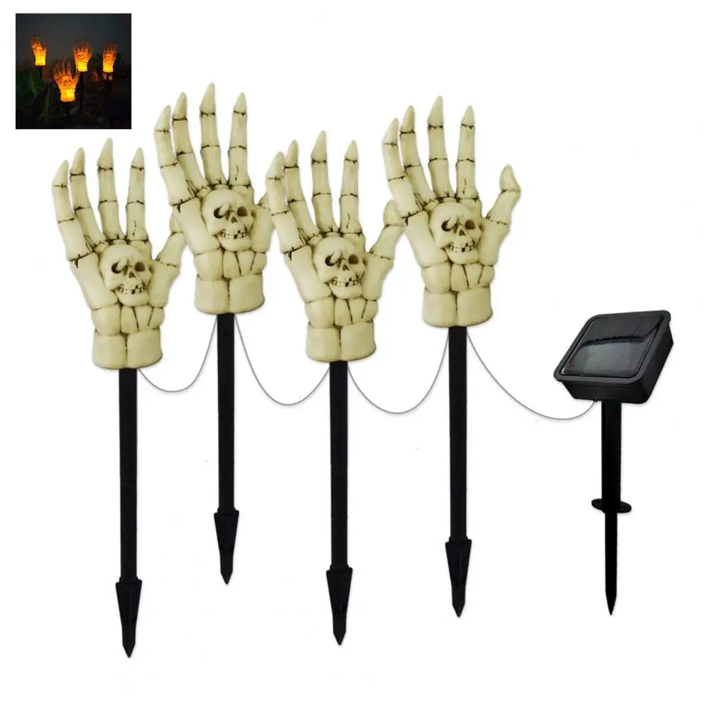 Solar Halloween Light Skull Hand Halloween Pathway Solar Lights Easy Installation Auto Charging Energy Saving Led Stake Walkway