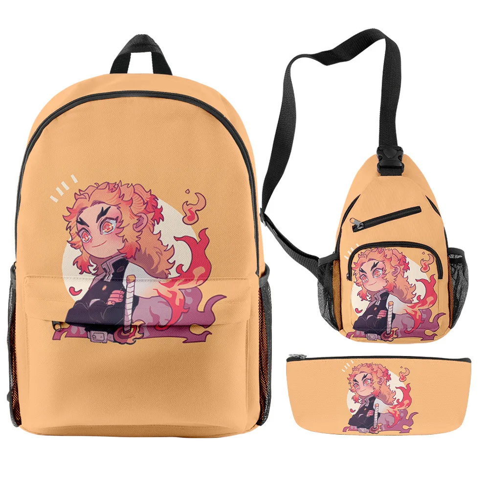 Demon Slayer 3D Anime Backpacks Sets Kimetsu No Yaiba Teenage Boys Girls Students Schools Bags Waterproof Kawaii Laptop Bags