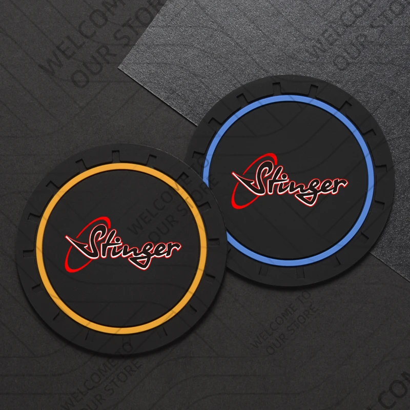 2Pcs For Stinger GT Line LOGO Emblem Car Silicone Coaster Anti-Slip Water Cup Drink Mat Interior Decoration Accessories view 2