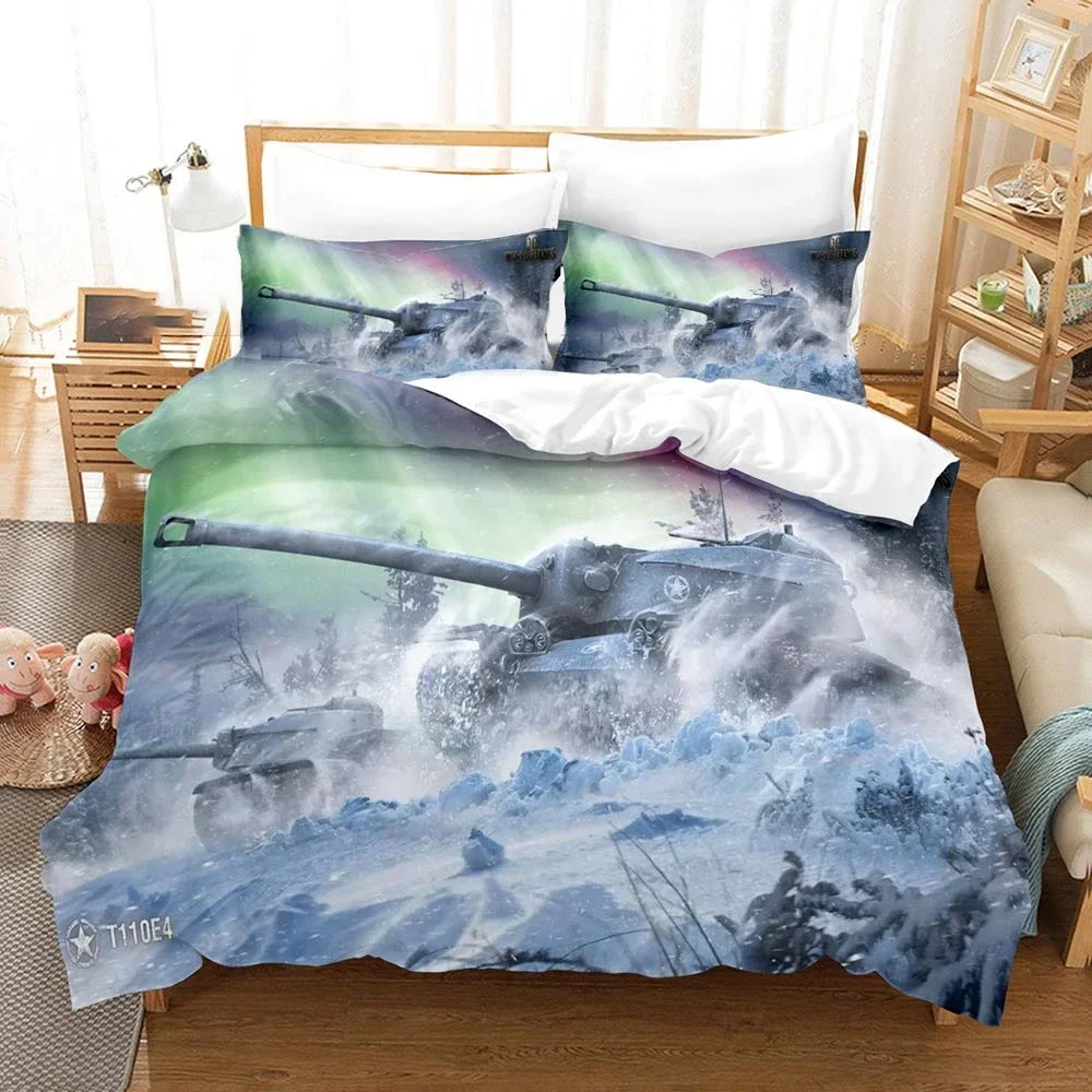 

3D Print World of Tanks Bedding Set,Duvet Cover Comforter Bed Set Quilt Cover Pillowcase,King Queen Twin Size Boys Girls Adults