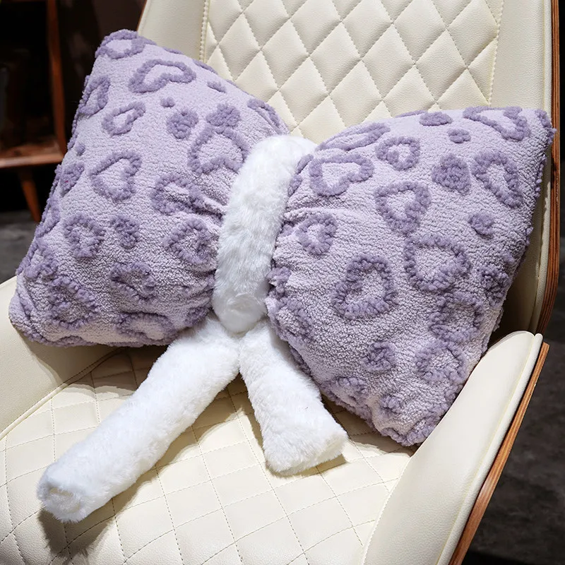 Coussin de canapé avec nœud papillon en forme de cœur d'amour, oreiller en peluche confortable pour la saint-valentin, cadeaux de princesse pour Couple