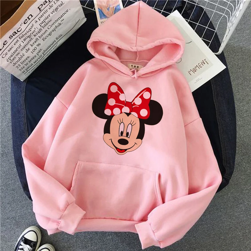 Harajuku Women Hoodie Disney Minnie Mouse Sweatshirt Clothes Mickey Hoody Top Hoodies Sweatshirts Female Girls