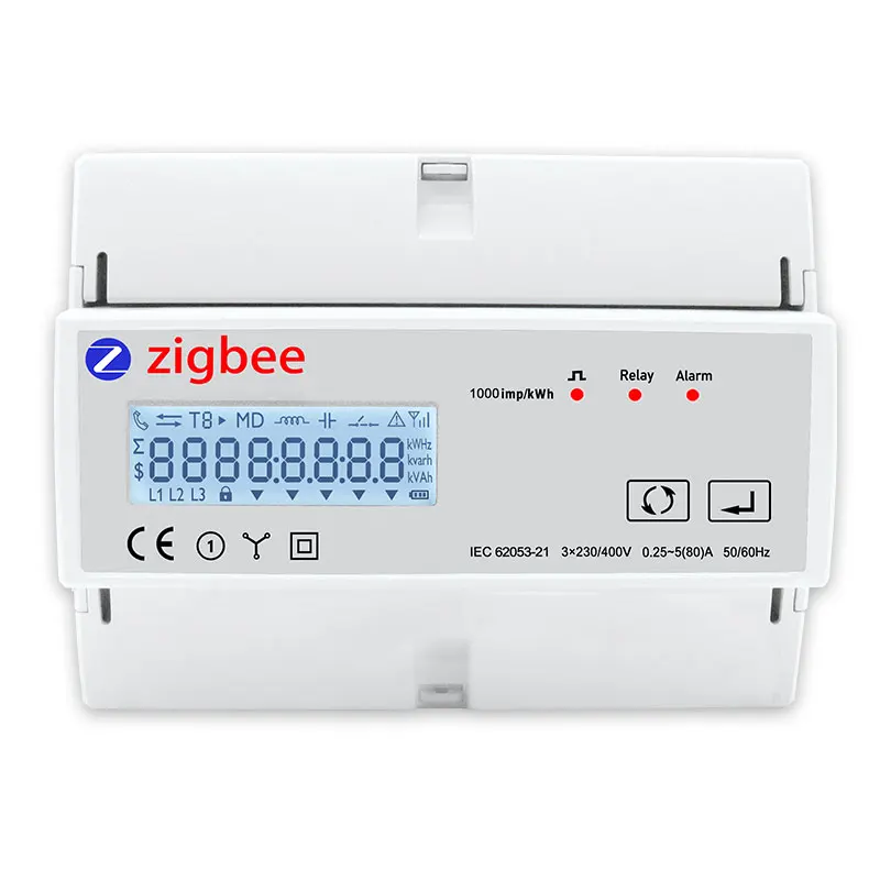 

Three Phase Energy Meter Zigbee 80A Din Rail Smart Power Meter AC 230V TAC7361C