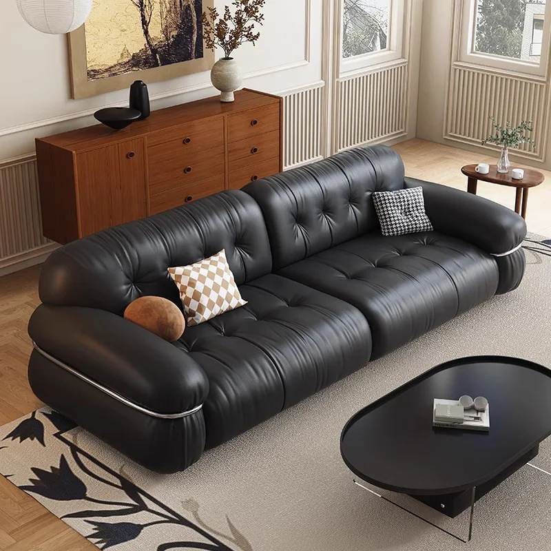 Französisches Retro-Ledersofa aus Rindsleder der ersten Schicht