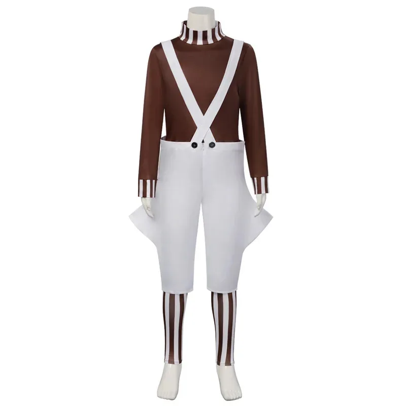 

Men's Oompa Loompa Costume with Wig Halloween Party Suit Chocolate Factory Worker Cosplay Outfits for Male