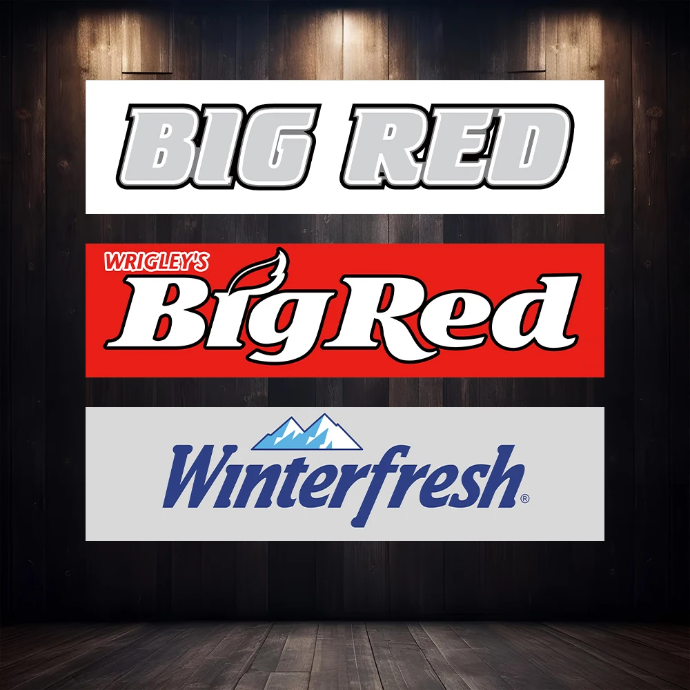 60X240cm W-Wrigley goma de mascar gran logotipo rojo Banner divertido poliéster impreso arte de la pared de garaje decoración al aire libre publicidad
