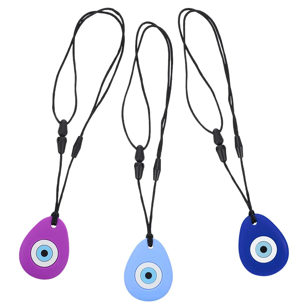 

3 шт., ожерелье для прорезывания зубов, мягкое силиконовое безопасное красочное ожерелье для прорезывания зубов для младенцев, одежда для мамы, кулон от сглаза, детские коренные зубы