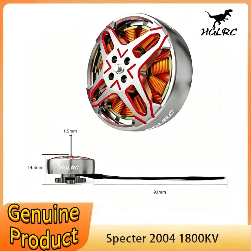 

HGLRC SPECTER 2004 1800KV 4-6S Brushless Motor for 3-5" FPV Freestyle Cinewhoop Toothpick Drone