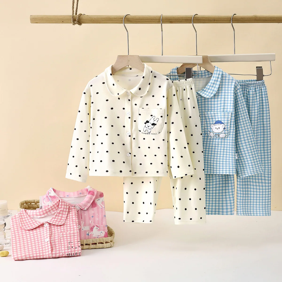 Kids Pajamas Suits Cute Animal Long Sleeve Night Wear Girls Boys Gift Homewear