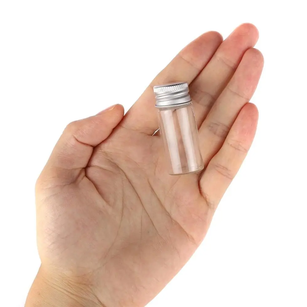 10ml Glass Sample Vials Liquid Clear Small with Screw Caps and Plastic Plugs, Leak-Proof, 12PCS