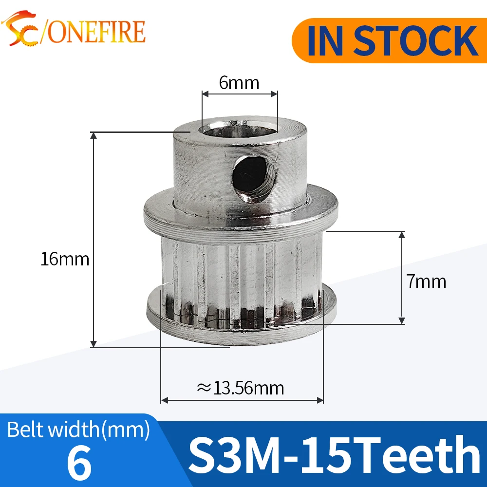 15Tooth S3M Synchronous Wheels Belt Width 6mm S3M 15T Timing Pulley Bore 6mm For 15 Teeth STD3M Aluminum Sync Gear