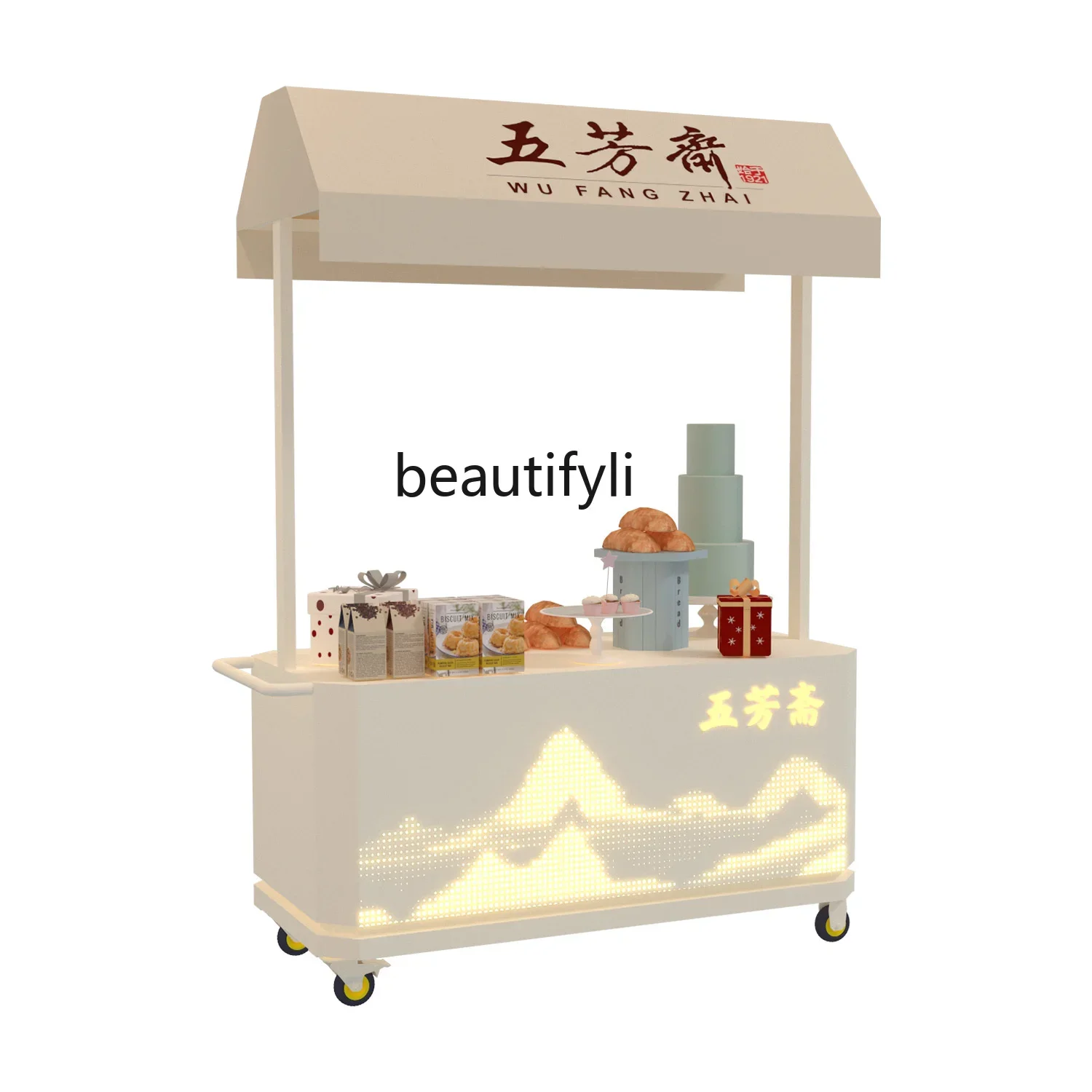 

lt Night market luminous dining car, market stall display stand, Meichen trolley, wrought iron commercial snack truck