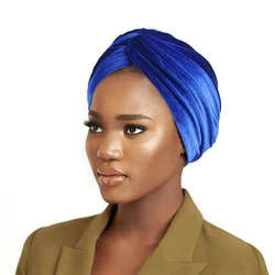 Moda foulard morbido velluto turbante Stretch turbante cappello croce Twist Cap chemio Caps Soft Headwrap fasce cappelli musulmani copricapo