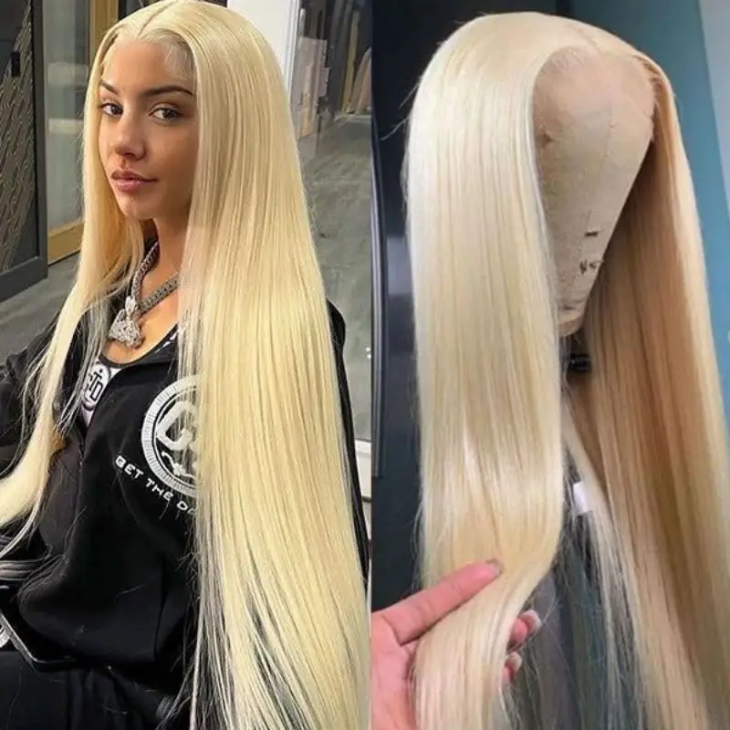 30 Inch 613 Blonde Straight 13x6 Lace Frontal Wig Human Hair Brazilian Remy Hair Straigth Blonde Human Hair Wig Glueless Wig