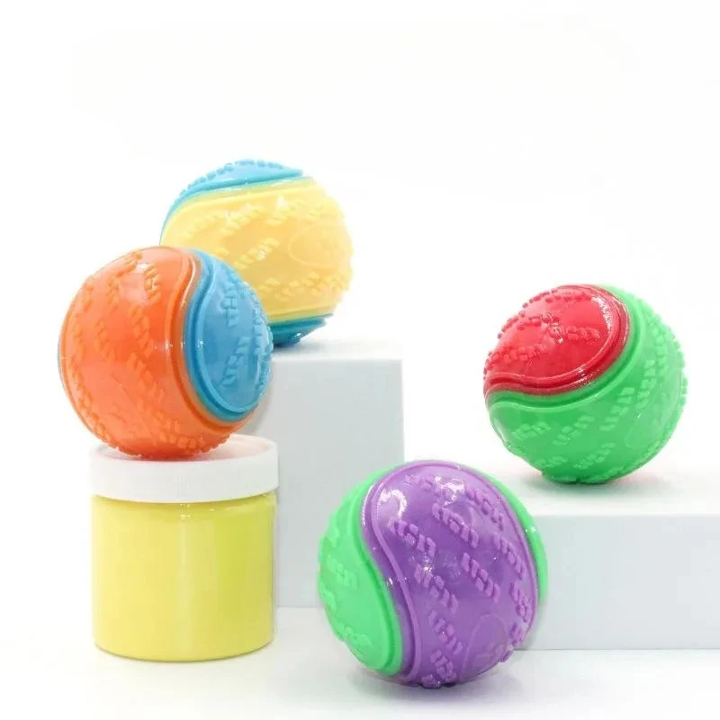 Bite-Resistant Pet Dog Toy Rubber Squeaky Ball Beef-Flavored Elastic Training Ball for Teeth Cleaning