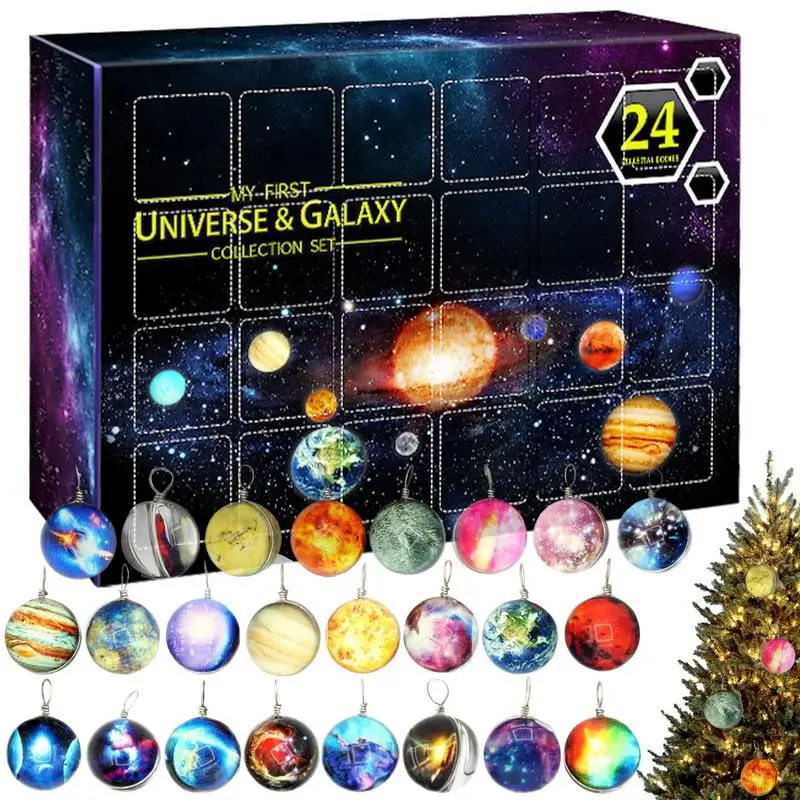 24 Days Christmas Advent Calendar CountdownUniverse Galaxy Collection Set Set Cosmic Planet Christmas Gifts For Girls Boys