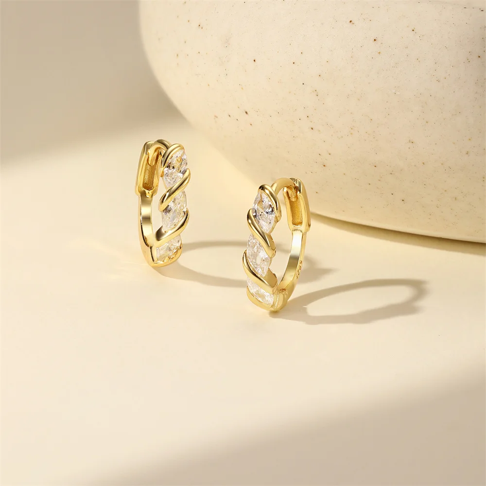 Aide Smooth U-shape Hoop Earrings for Women 925 Sterling Silver Contrasting Colors Earrings Special Design Ear Buckles Jewelry