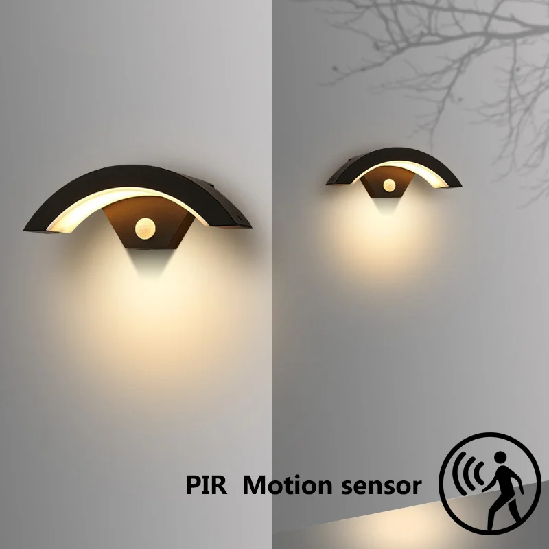 

Black Modern waterproof outdoor wall lamp PIR motion sensor wall light 18W 24W Garden porch frontdoor black aluminum lamp body