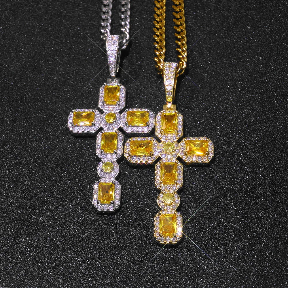 

New Cross Pendant Necklace Solid Brass Gold Plated Silver Plated Sparkling Cubic Zirconia Suitable for Men and Women
