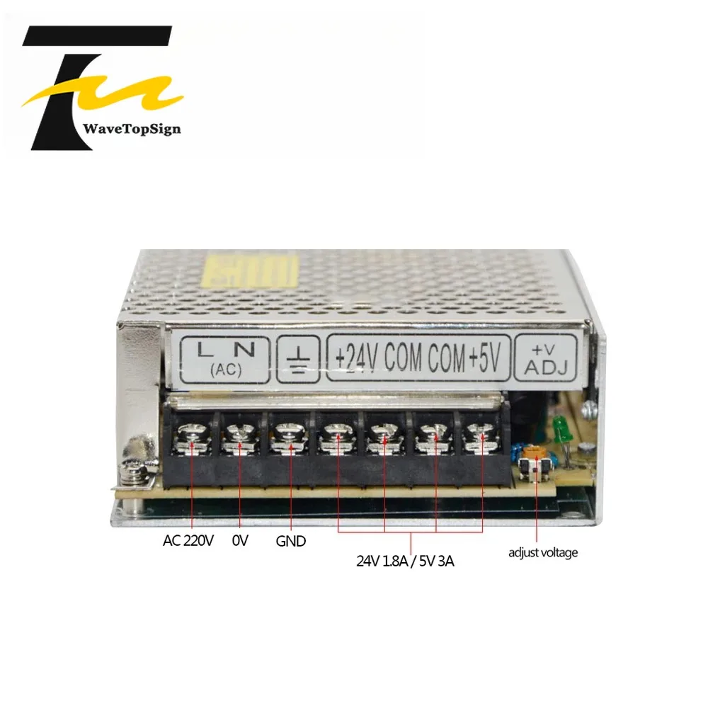 

Импульсный источник питания wavetopsign D-60B с двумя выходами 5В 3А, 24В 1.8А, AC/DC, промышленный