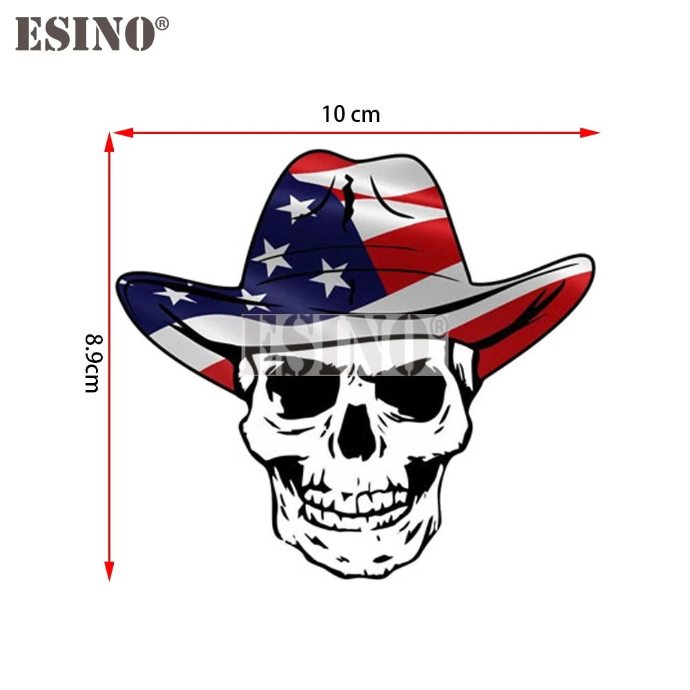 Car Styling Funny Creative USA America Flag Skull Evil with Hat Decal Cartoon PVC Waterproof Car Body Sticker Pattern Vinyl