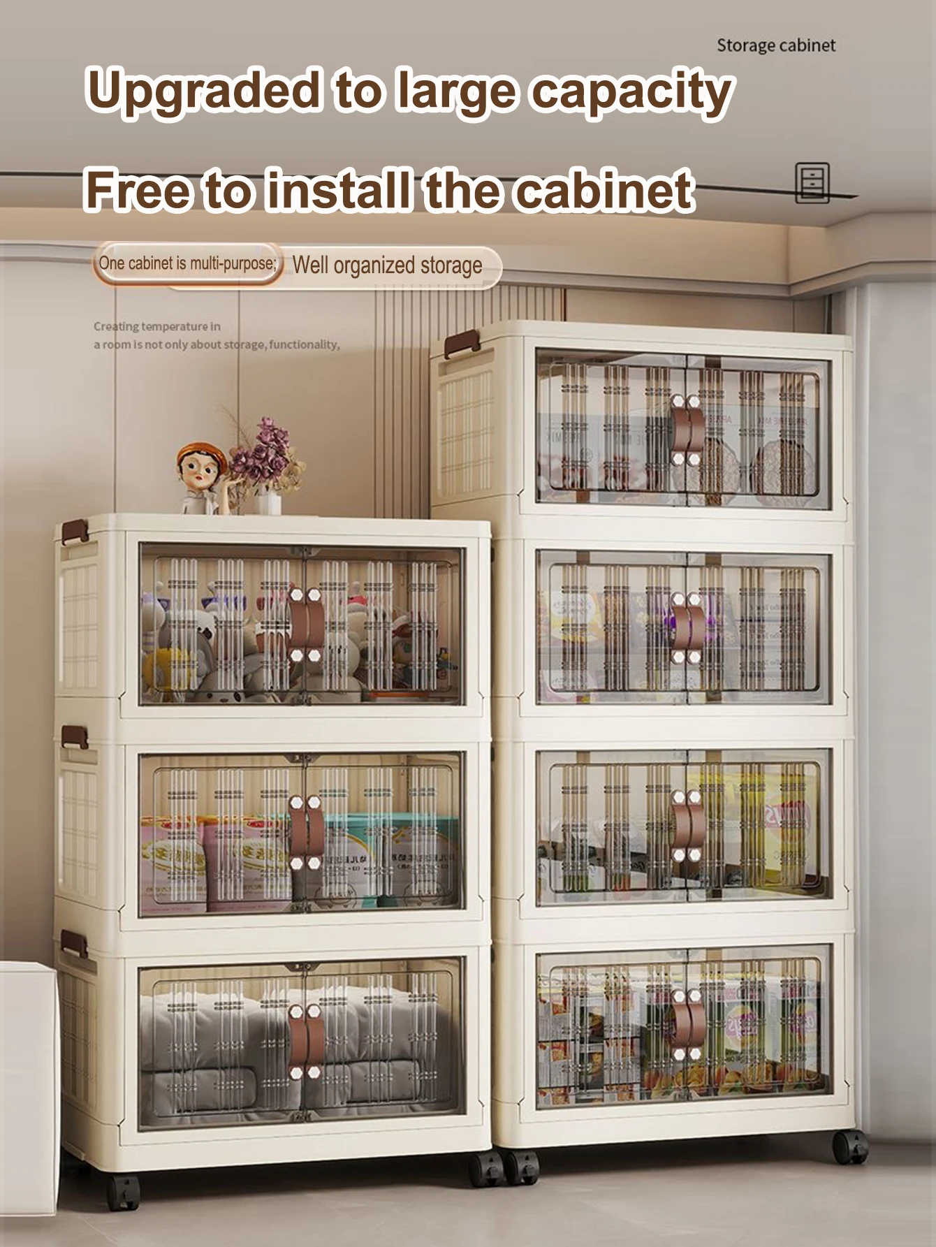 Multifunktions-Klappschrank mit großer Kapazität, staubdichter Kleiderschrank, Schrank-Organizer, einfach zu installierende Aufbewahrungsboxen – Detail 2