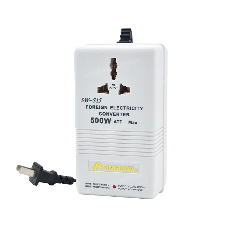 Transformador de voltaje SW-S15 de 500W, convertidor de potencia de doble dirección de 220V-110V/110V-220V, adaptador de viaje para maquinilla de afeitar y cepillo de dientes eléctrico