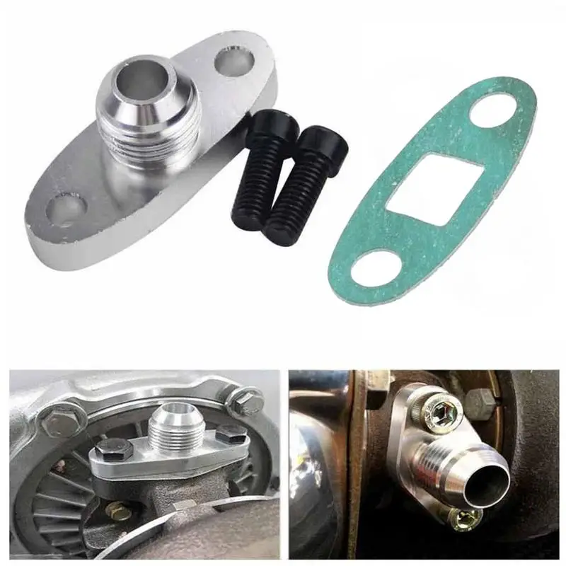 Turbo Oil Drain Outlet Flange Adapter Car Turbocharger Flange Kit Gasket Rustproof Car Turbocharger Adapter Oil Return Drain