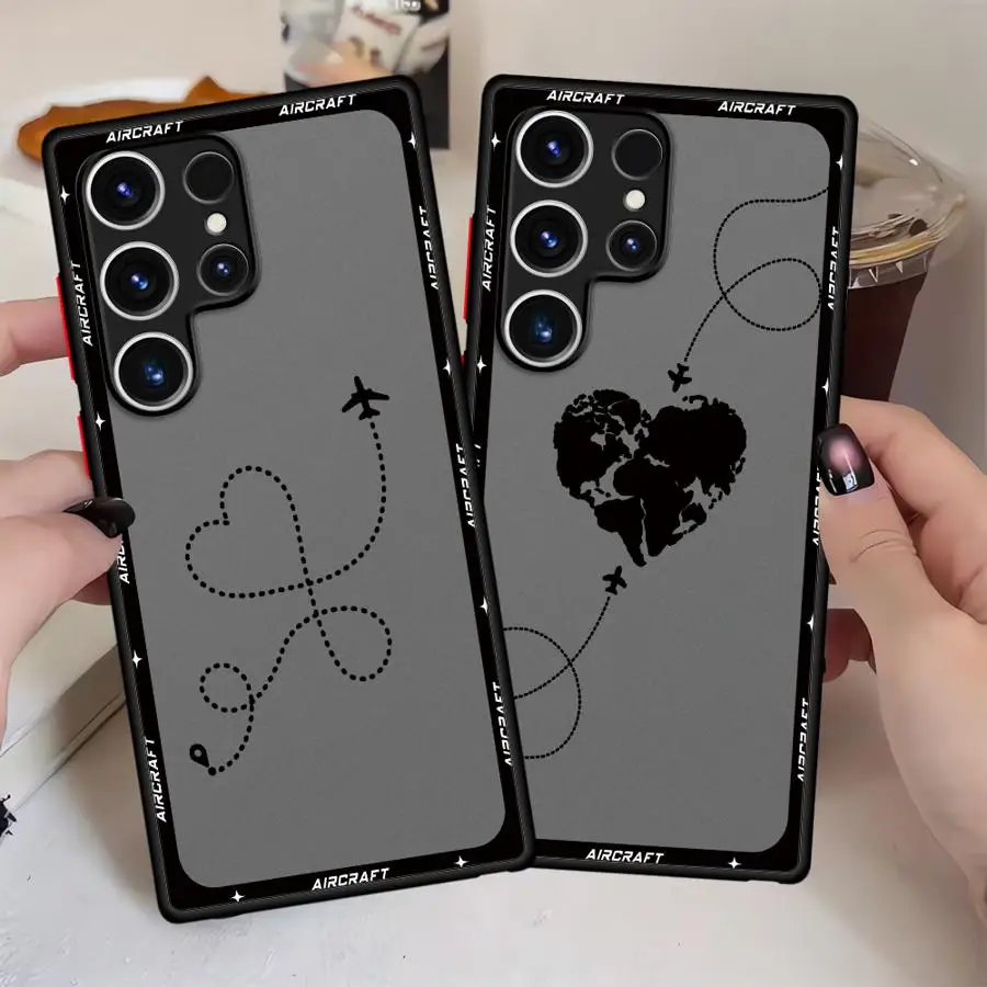 Case for Samsung Galaxy A70 A13 A15 A16 A12 A50 A30 Note 20 Ultra 10+ 9 8 A14 A05 A06 Back Phone Cover Planes World Map Travel