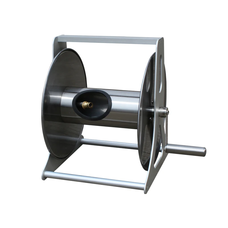 Stainless Steel Adjustable Anti-UV Wall And Floor Mount Garden Hose Reel Holds 40m Of 1/2-Inch Hose