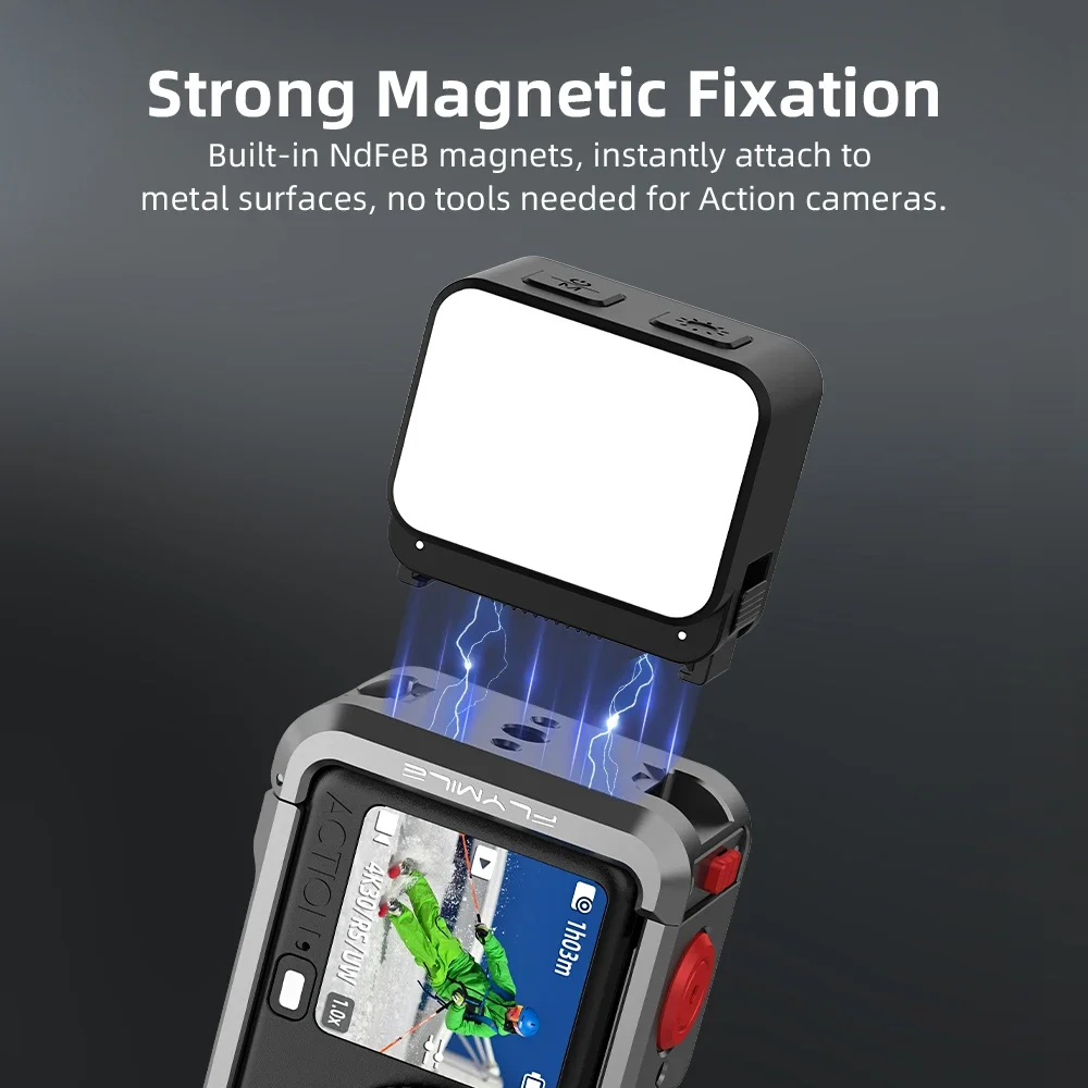 Flymile Magnetic Fill Light for DJI Osmo Action 6/Nano Accessories 3 Color Temperatures,IPX4 Waterproof,4-Level Dimming