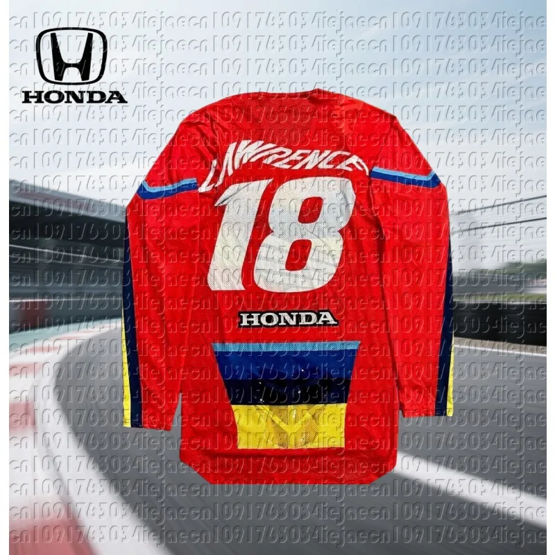 

Summer Moto Cycling Event Uniform Men Women #18 Racing Enthusiasts Honda Long Sleeved Tee Motocross Breathable Jersey