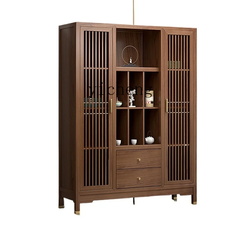 

ZK new Chinese style dining side wine cabinet wall side locker against the wall simple solid wood display cabinet