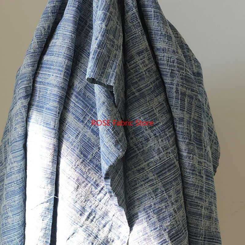 1 meter Jacquard Denim Fabric Spring Summer Retro style Washing Clothing Fabric for shirts, jeans, dresses, hats, and shoes