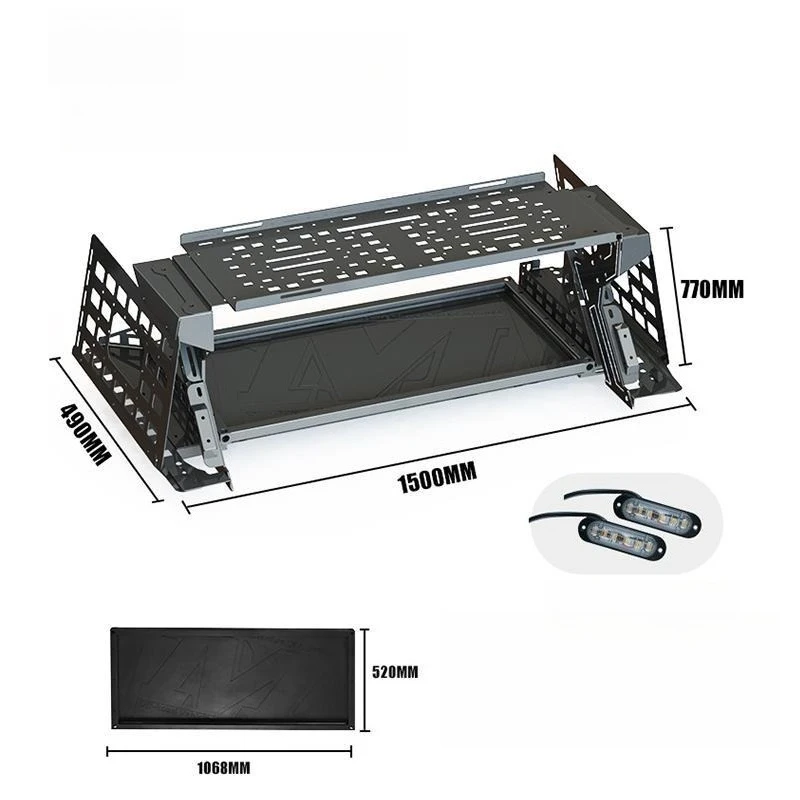 

Modified trunk storage rack Aluminum tail box storage frame Interior expansion hanging net