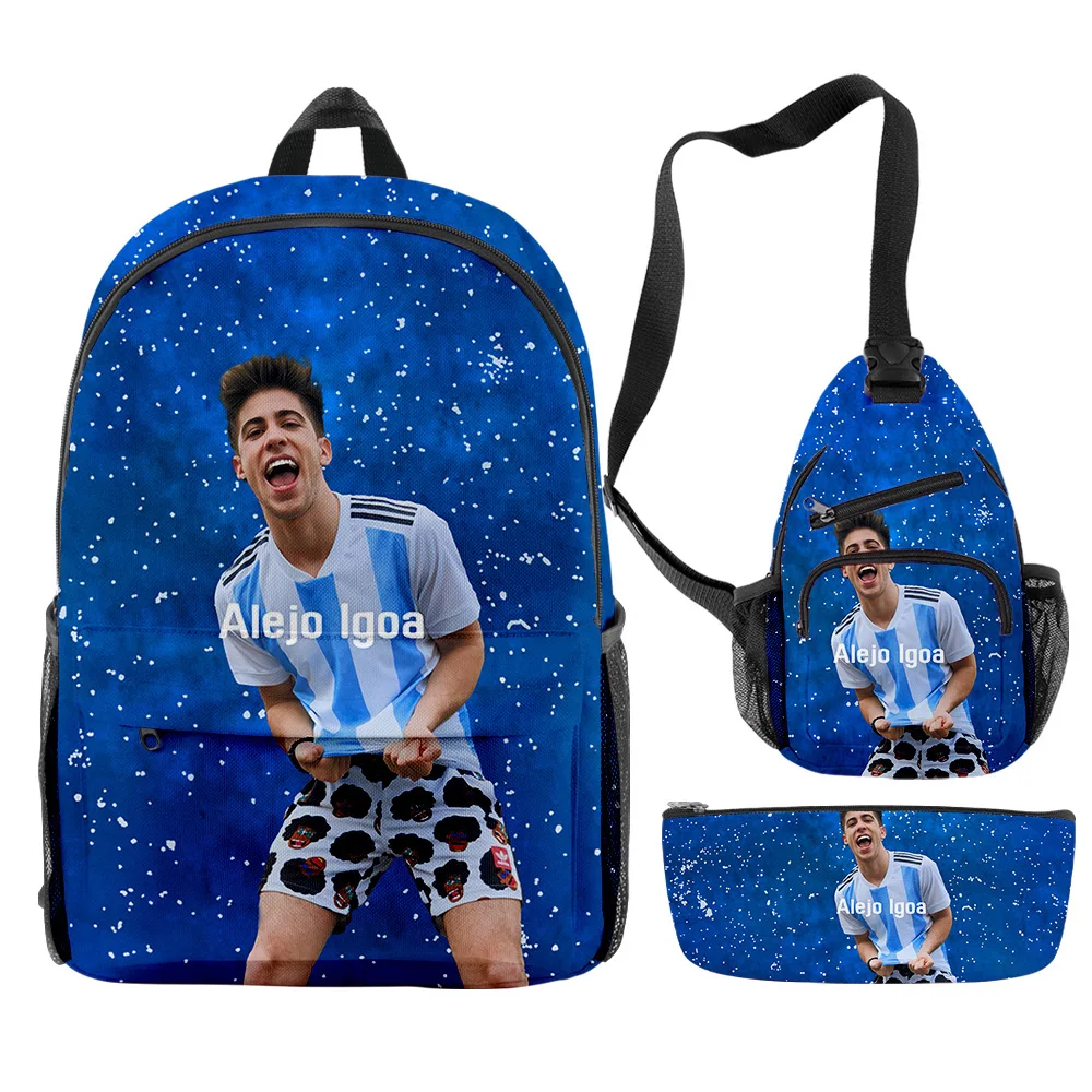 

Hip Hop Popular Funny Alejo igoa 3D Print 3pcs/Set pupil School Bags Travel Laptop Backpack Chest Bag Pencil Case