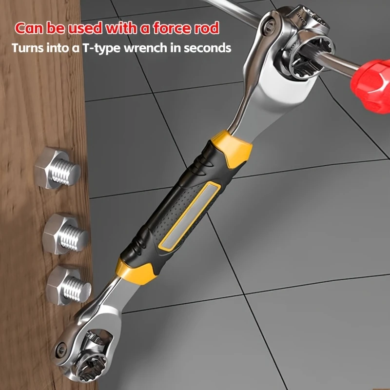 

Rotating Socket Wrench Anti-Slip Grip Handle Ratchet Bolts Sleeve Car Repair Tool 360 Rotating Spanner Multipurpose Hand Tools