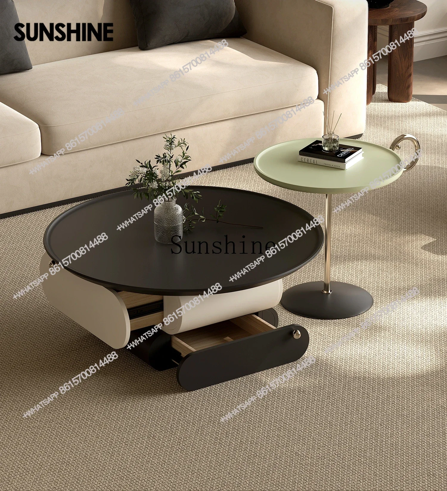 

European home high-end coffee table living room size round creative coffee table combinationX