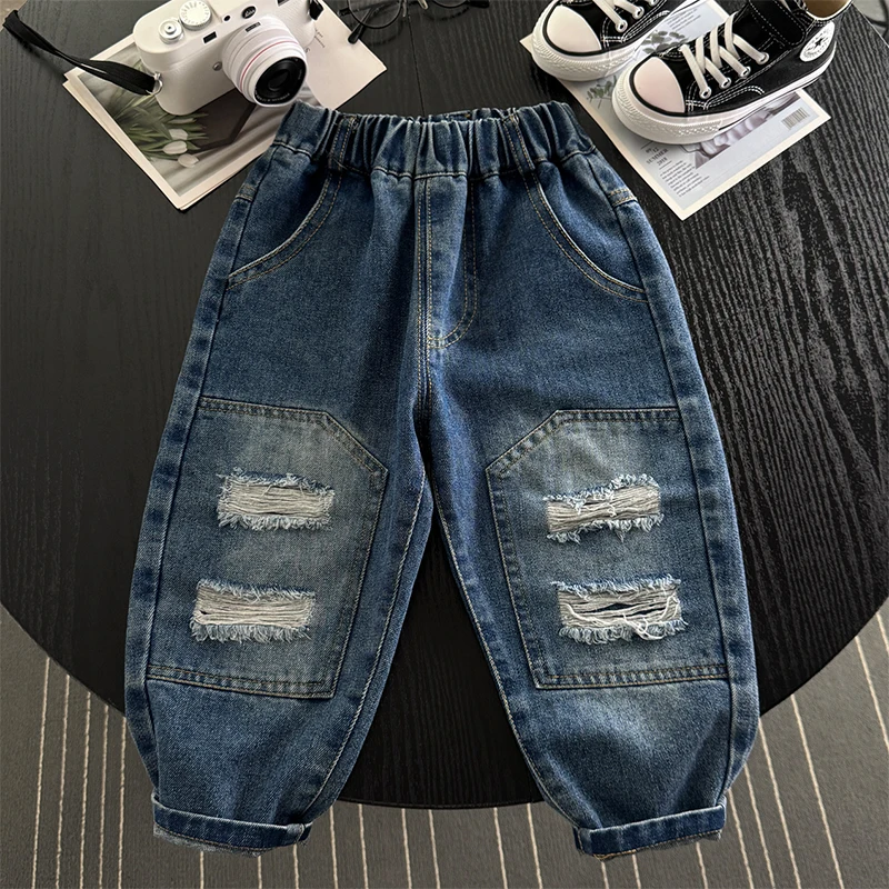 

Children's Clothing Boys' Jeans Autumn Baby Trendy Ripped Toddler Spring and Autumn Slim Pants