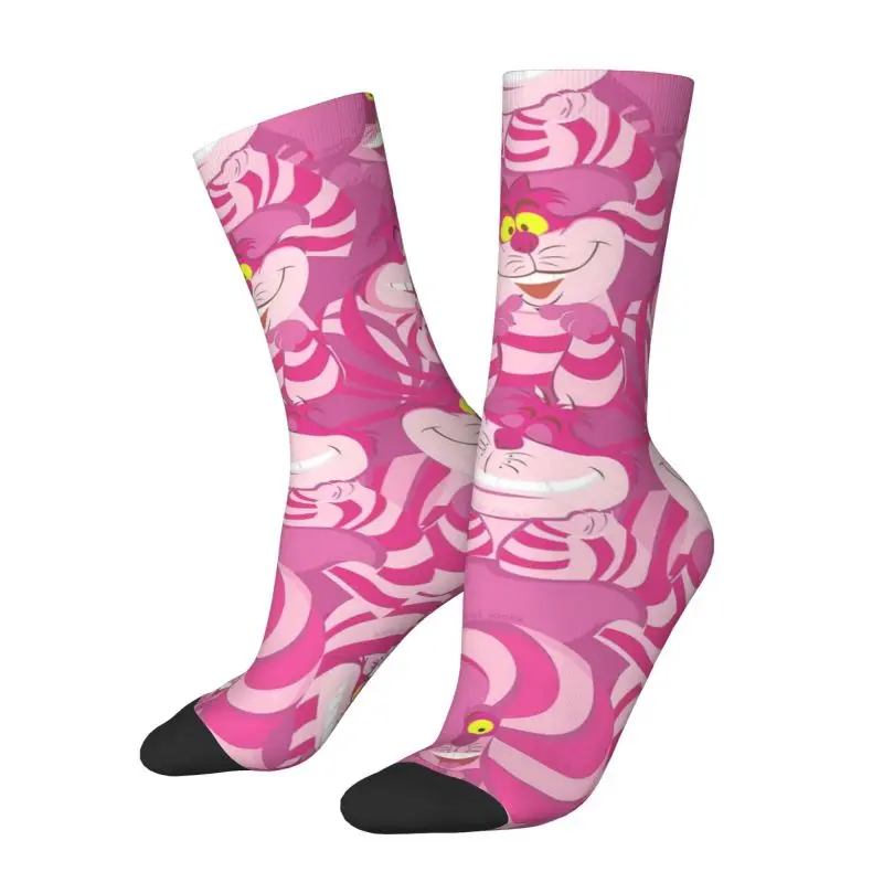 

Custom Alice In Wonderland Dress Socks Men's Women's Warm Fashion Cheshire Cat Manga Crew Socks