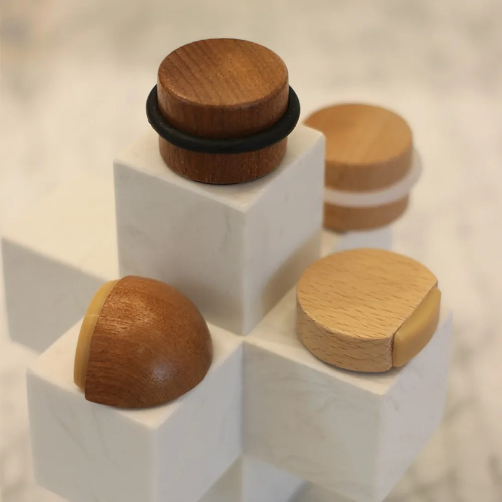 新しい固体木製ドアストッパー騒音を低減パンチフリードアブロック装置壁プロテクター衝突防止ドアストッパー