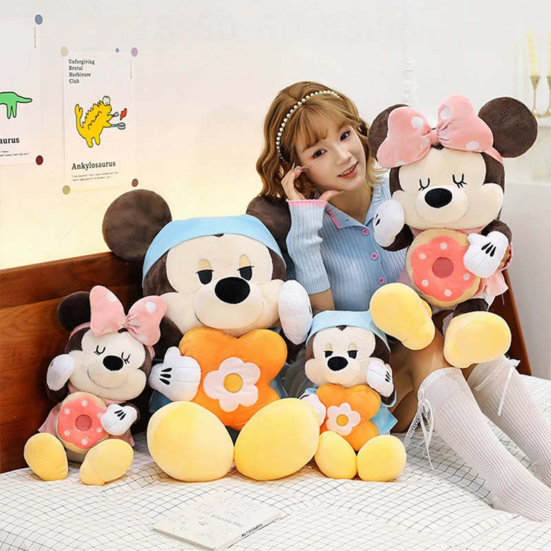 

70cm Disney Kawaii Mickey Minnie Plush Toy Stuffed Doll Sweet Breakfast Series Kids Birthday Xmas Gift for Children Wholesale