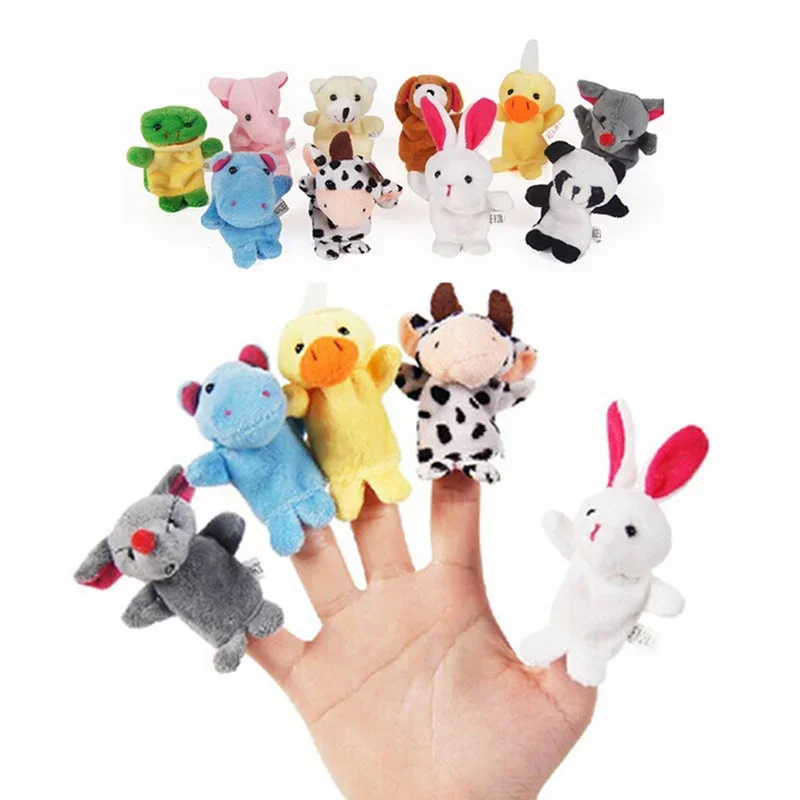 10PCS Weihnachten Geburtstag Geschenk Nette Cartoon Biologische Tier Finger Puppe Plüsch Spielzeug Kind Baby Favor Puppen Spielzeug für Kinder