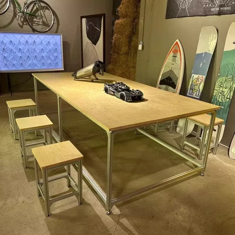 Conference table simple modern birch home dining table desk aluminum profile office table and chair combination marine board