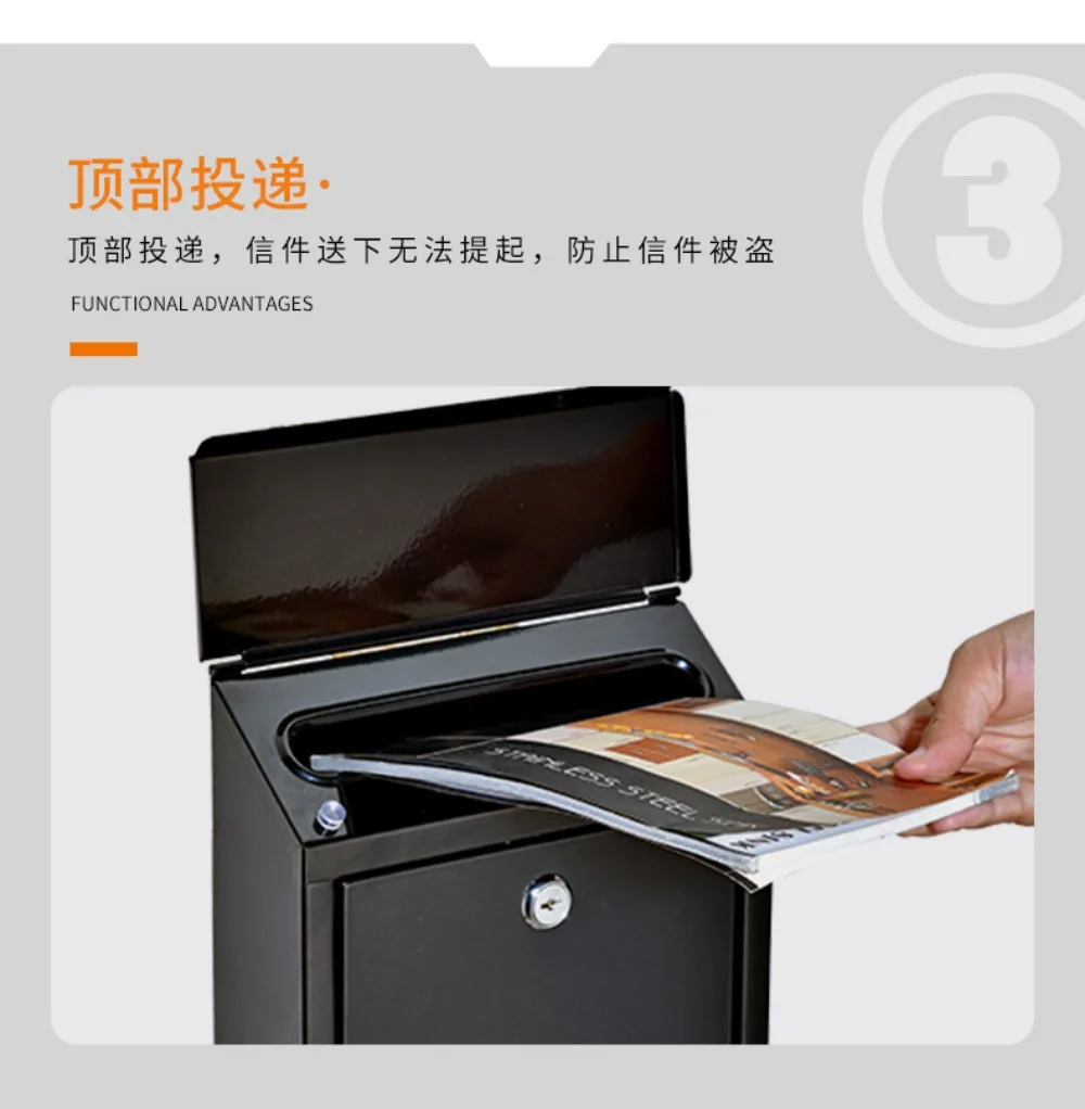 Outdoor Letter with Lock Iron Rainproof Wall School Mail Box Thickened Mailbox