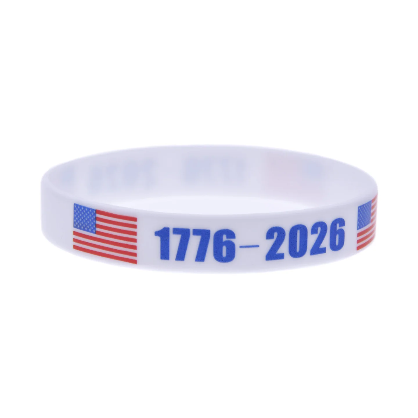 50 Stück Silikonarmbänder mit amerikanischer Flagge, USA 1776-2026, 250 Jahre, historischer Gedenk-Gummiarmreif – Detail 4