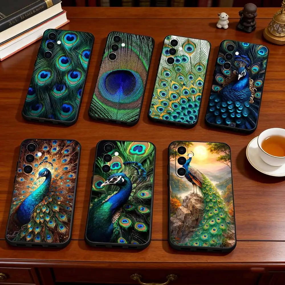 

P-Peacock feather Phone Case For Samsung Galaxy A73,A72,A71,A70,A53,A52,A51,Others Soft Black Cover