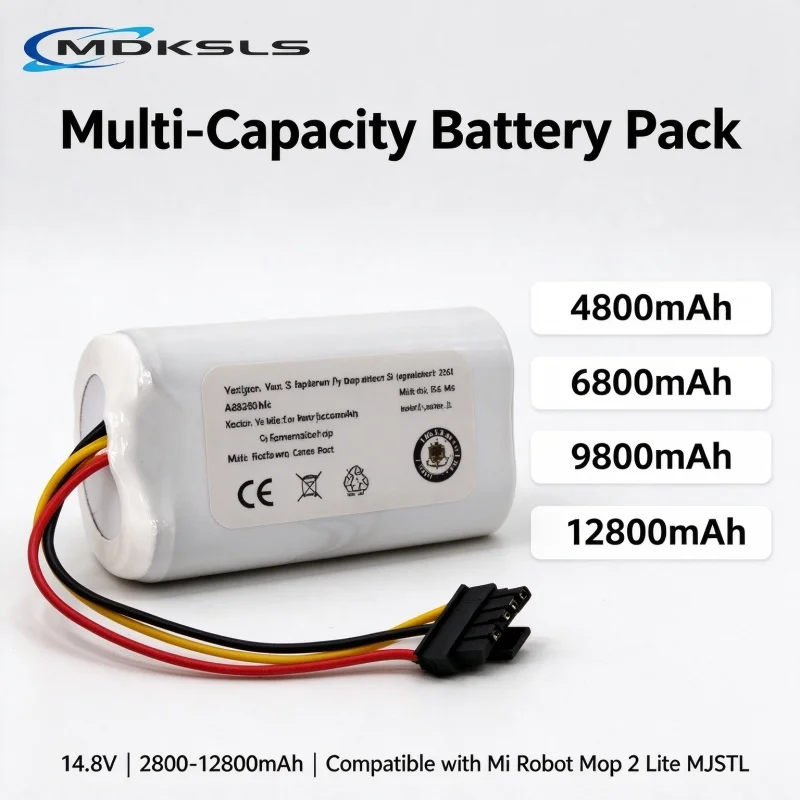 2026 New Rechargeable Battery MDKSLS 14.8V 4800~12800mAh, Spare Power Accessory for Xiaomi Mi Robot Mop 2 Lite MJSTL