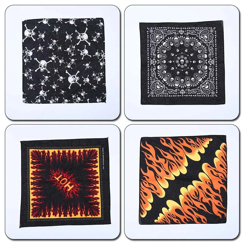 Women Men Headband Square Scarf Neckerchief Headwear Printed Skull Paisley Geometric Hip Hop Hairband Bandanas