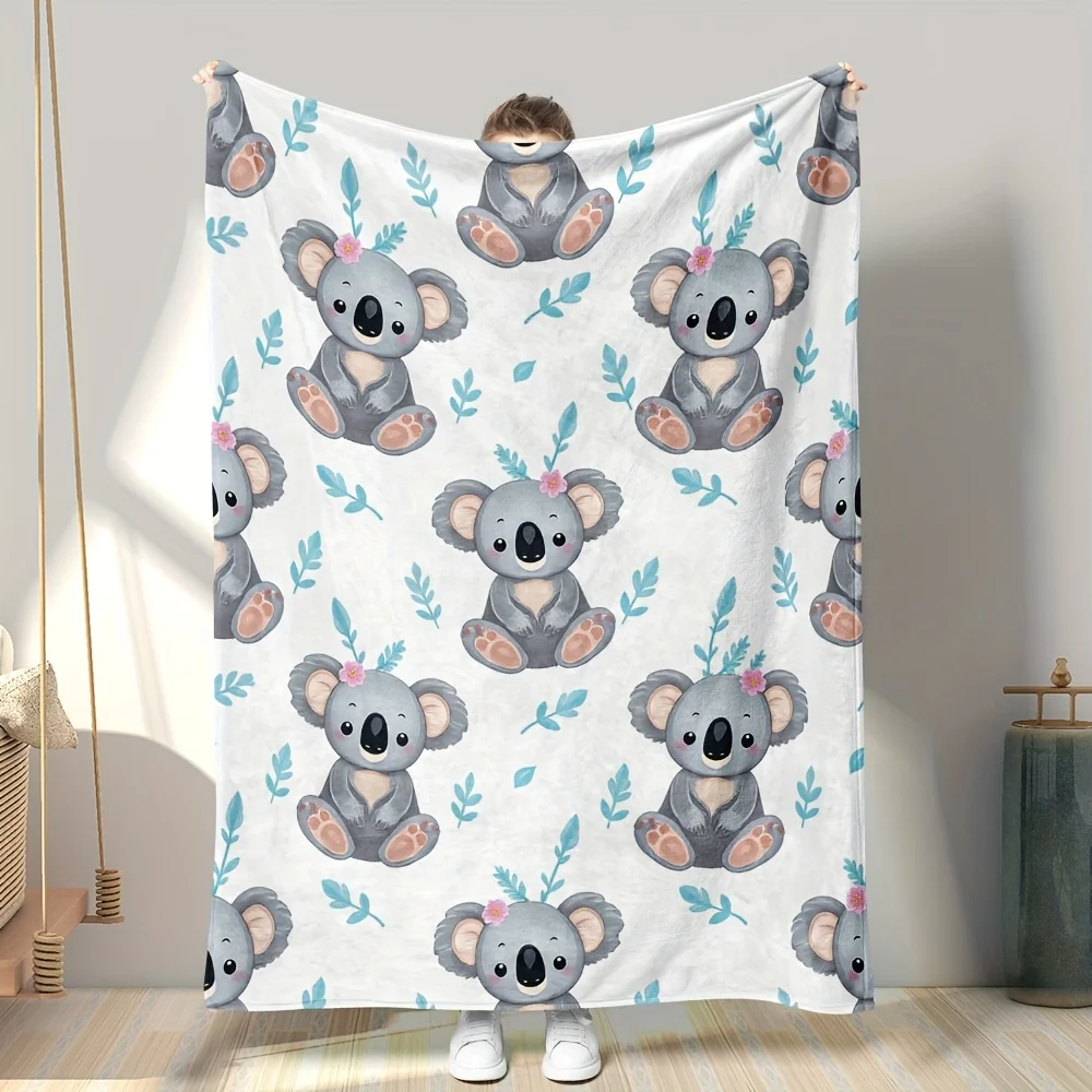Adorable Koala Animal Print Throw Blanket for Nursery Decor Sofa Comforter Soft Giant 150x200cm Baby Shower Gift